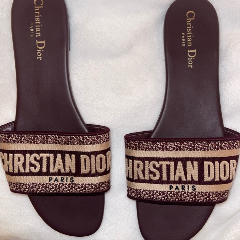Christian Dior Dway Slides Burgundy